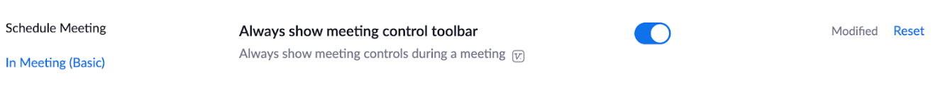 Enabling always show meeting toolbar