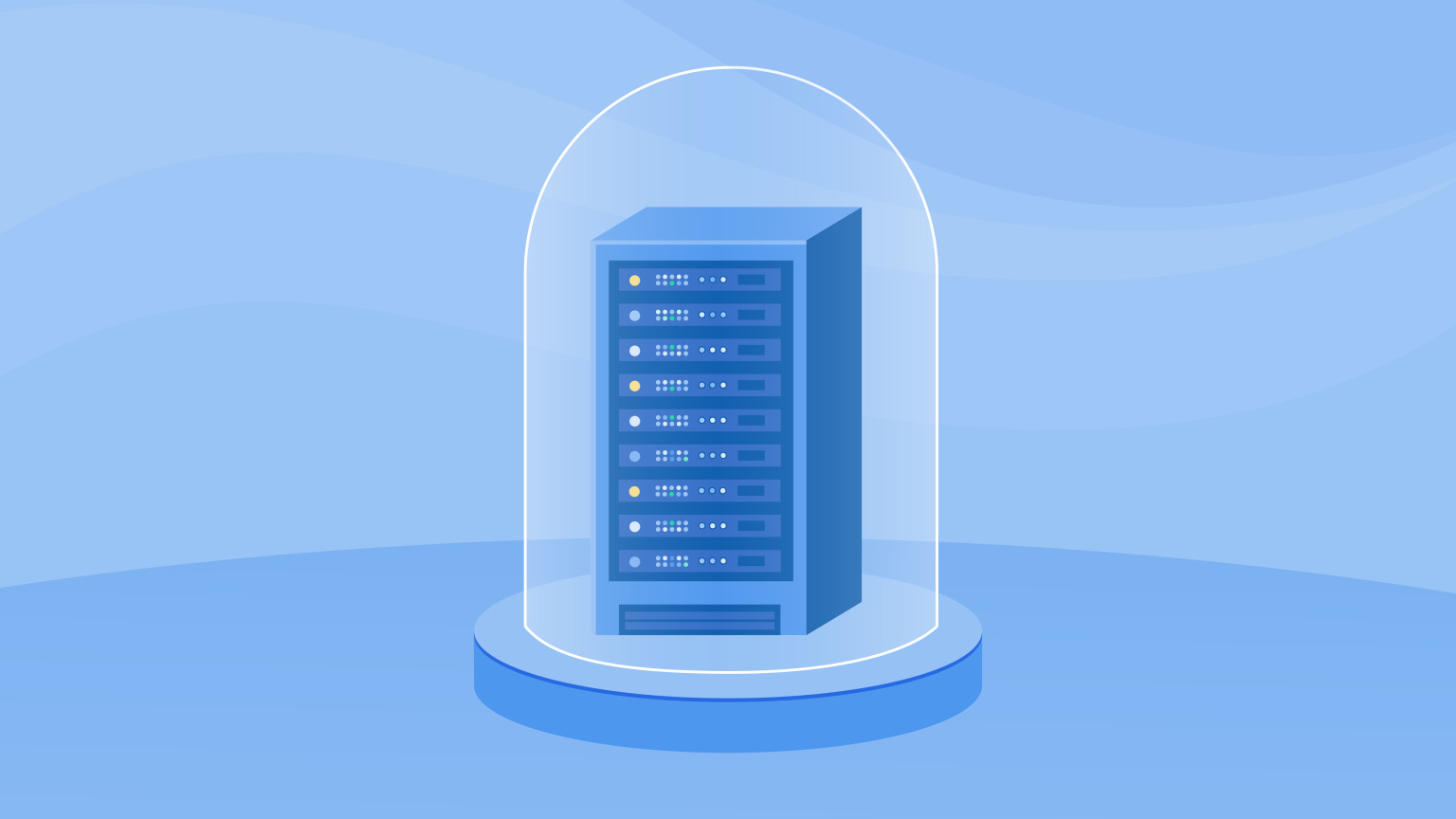 A data bank encased in a bell jar, referring to owning your data with Contentful