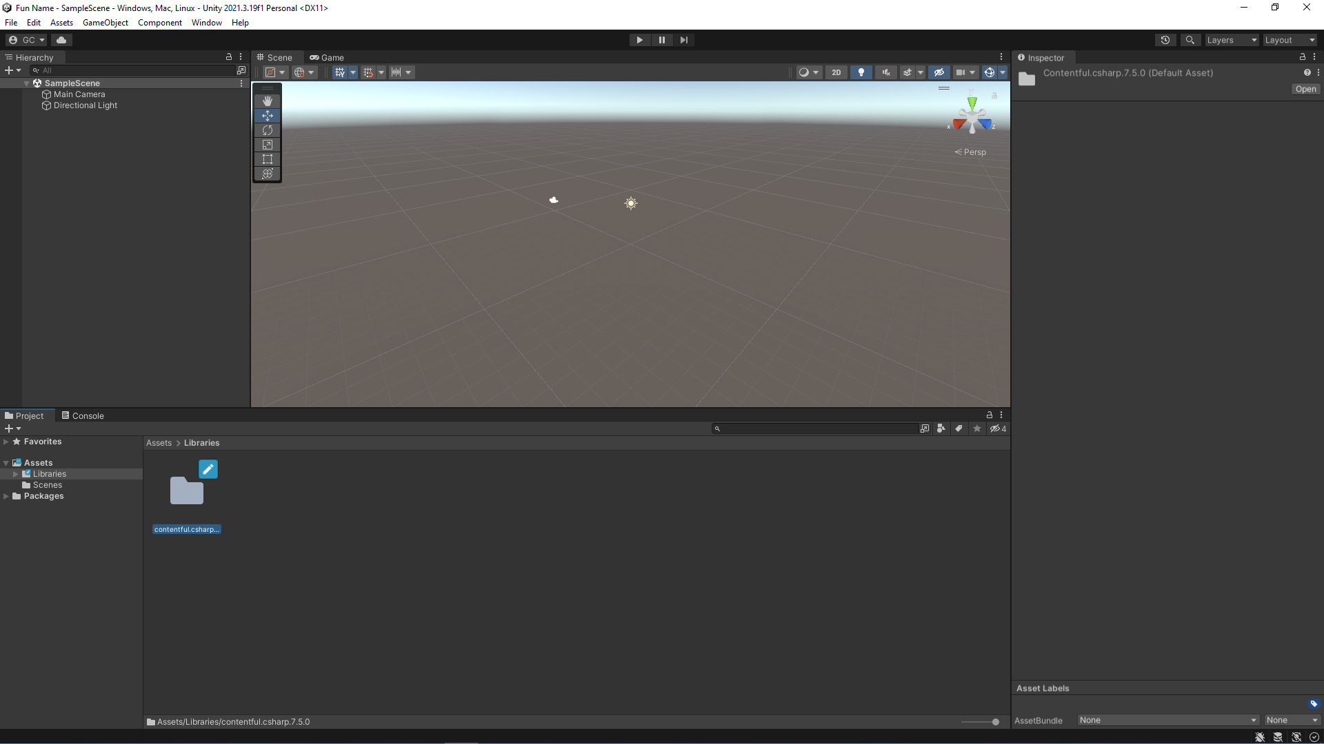 Create a Libraries folder in your Unity Assets, add your contentful.csharp folder.
