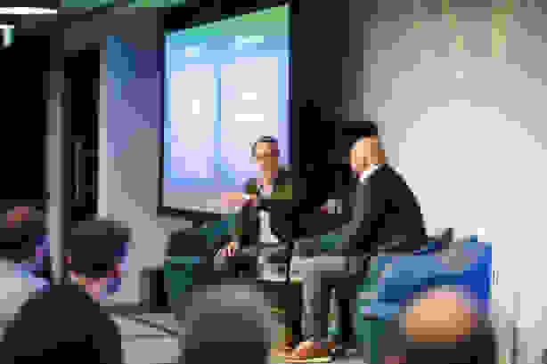 Vodafone Group’s Sam Billett, Senior Digital Solutions Manager, interviewed on stage by Netlify Co-founder and Chief Strategy and Creative Officer Chris Bach.
