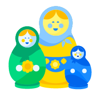 A graphic of nesting dolls, representing scalability.