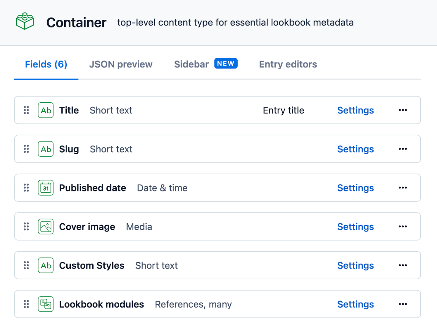 Here’s what a container structure looks like on the backend.
