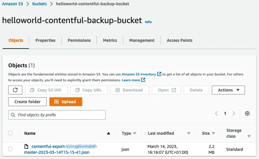 hello world contentful backup bucket