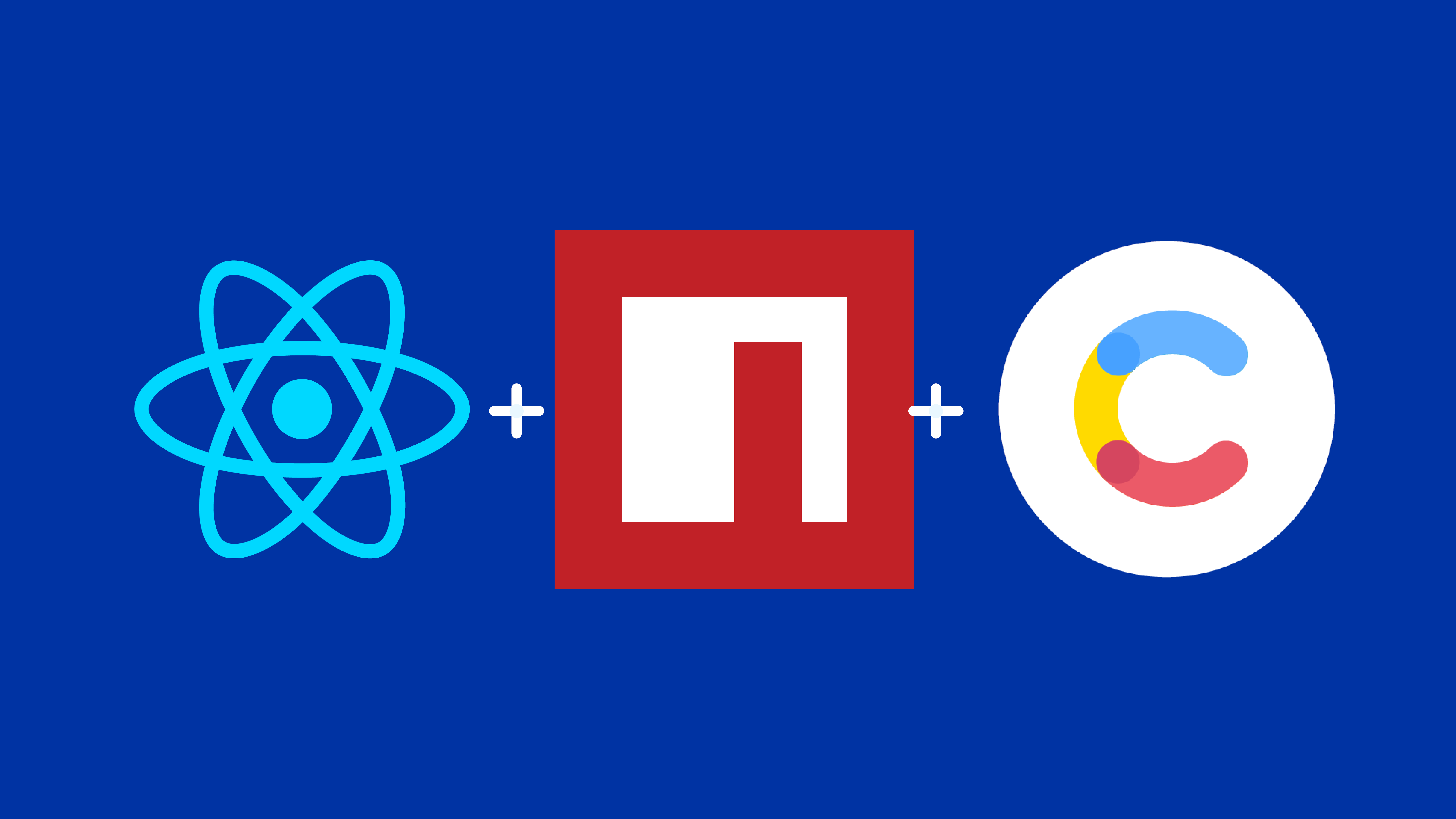 React, NPM and Contentful logos with plus icons