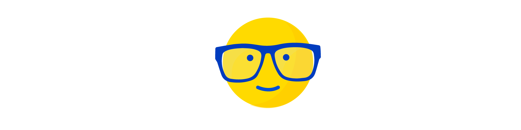 Illustrated icon of an emoji with glasses
