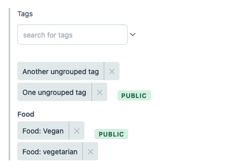 Screenshot of grouped tags
