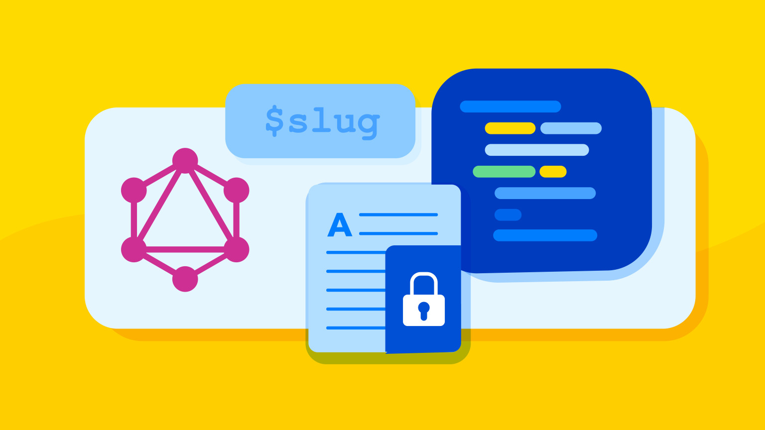 Illustrated graphic with a GraphQL logo