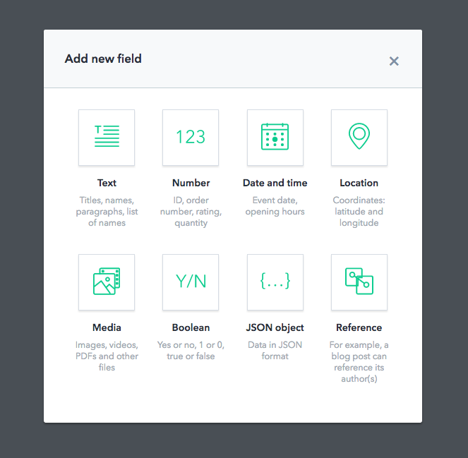 Field options in Contentful