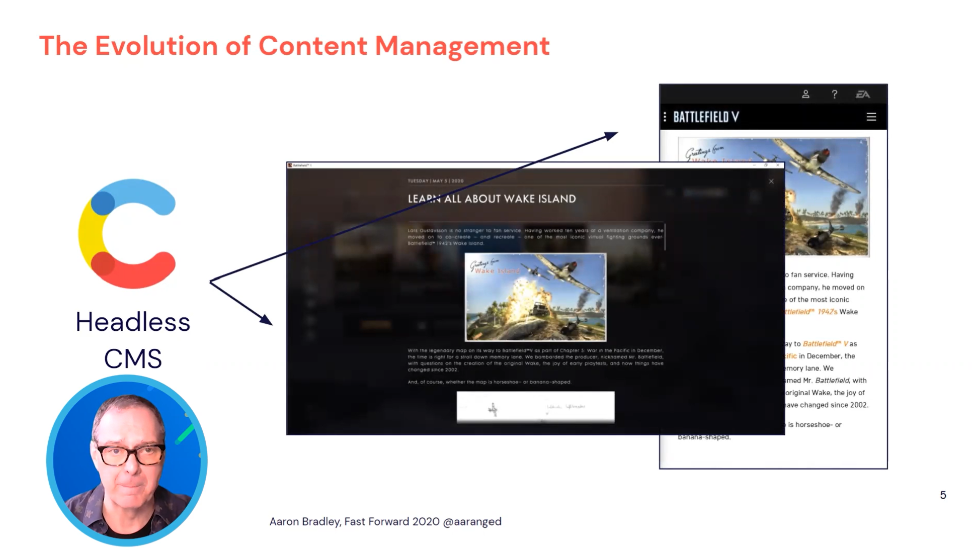 Screenshot from EA's presentation of how they do content management