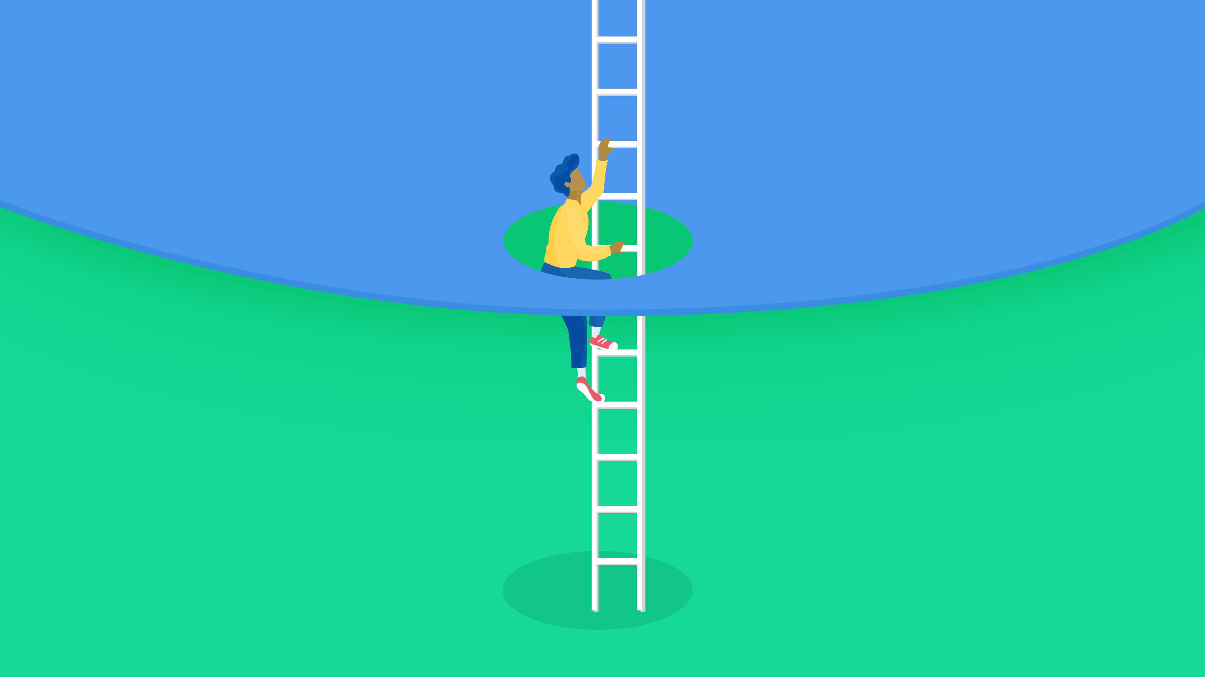 Person clumbing an App Framework ladder to evolving 