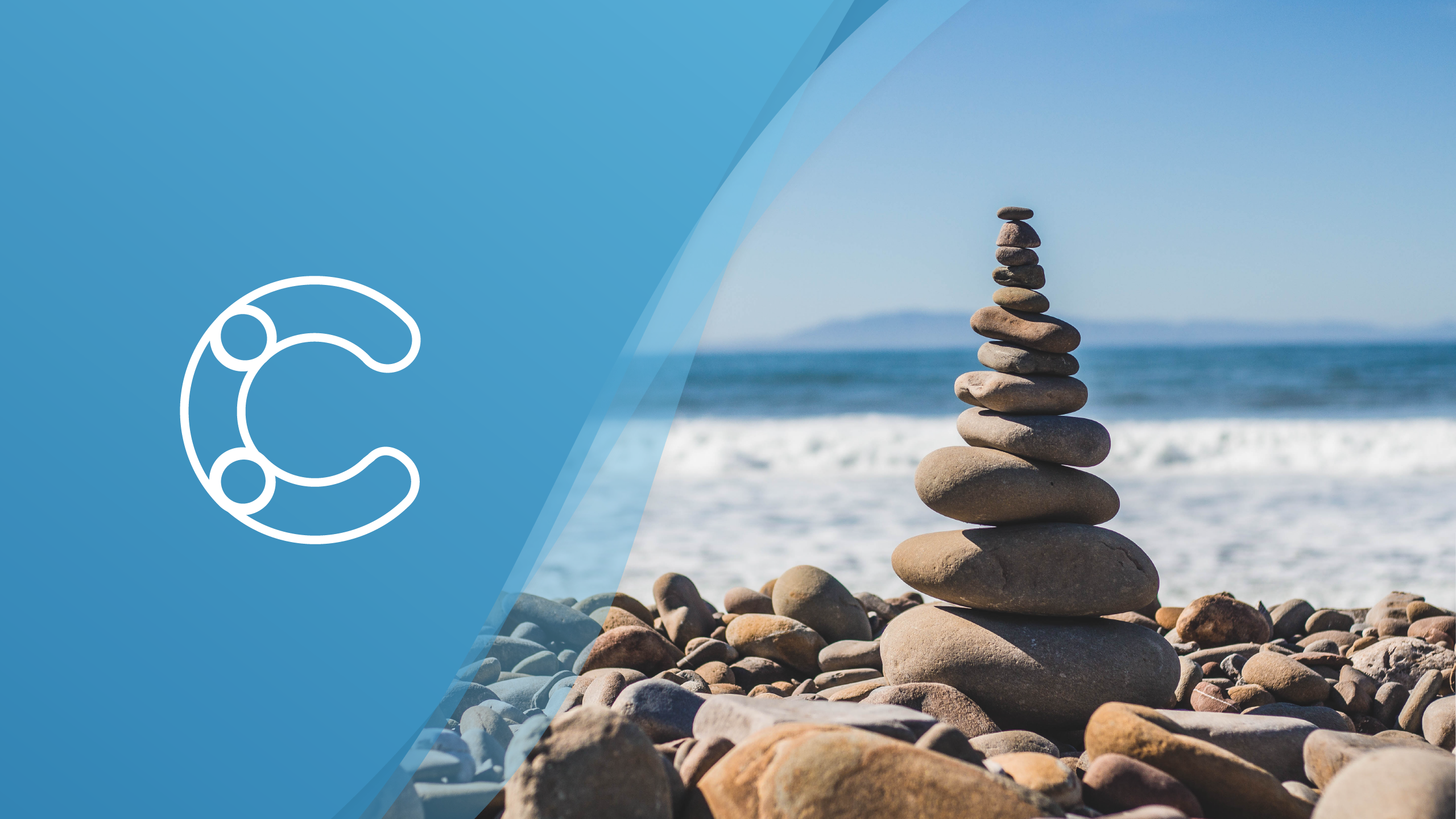 Blog header with an image of stones stacked on top of each other.