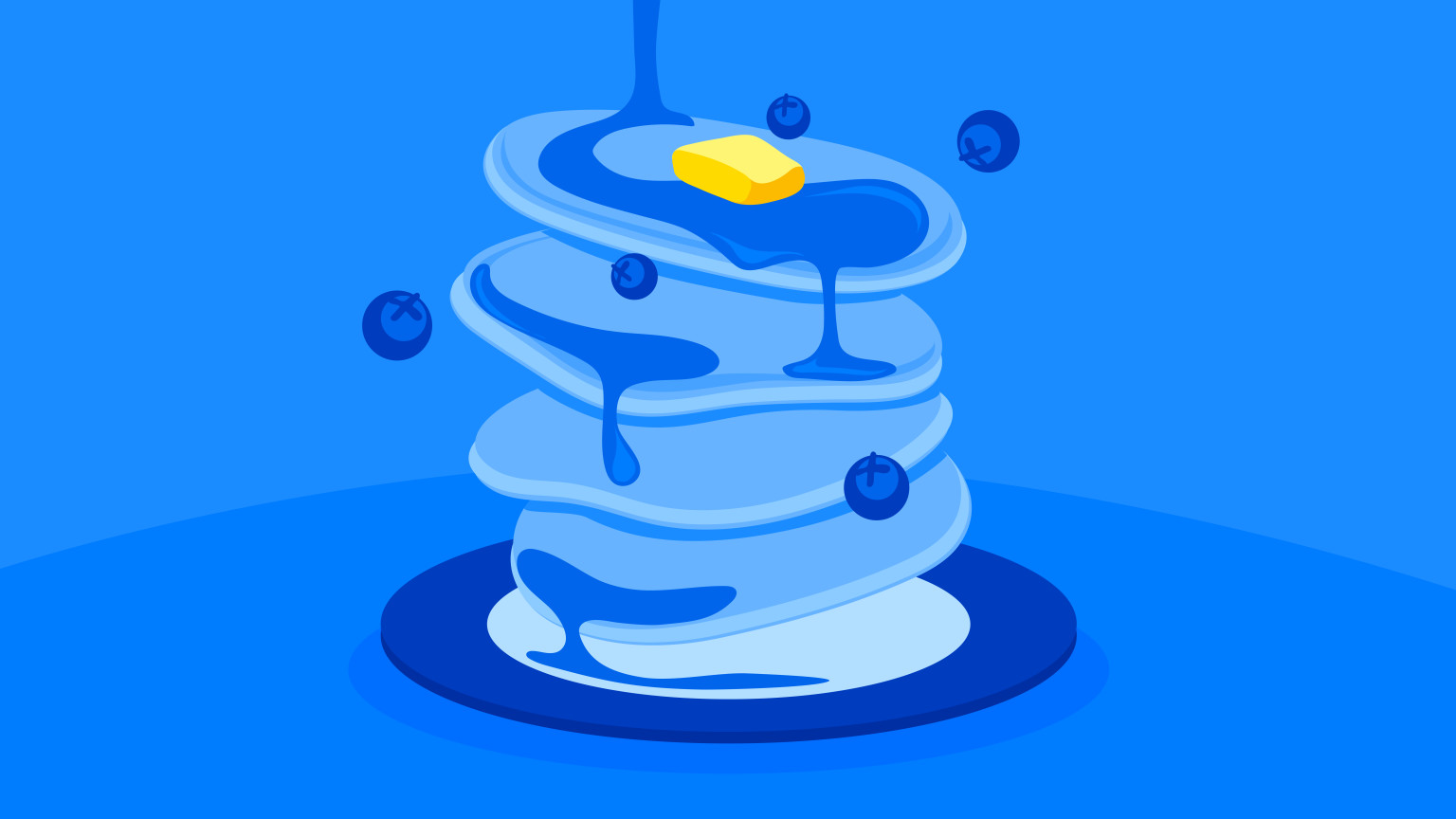 Illustration of a stack of pancakes, repreesnting multiple projects worked on by agile teams