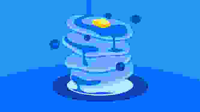 Illustration of a stack of pancakes, repreesnting multiple projects worked on by agile teams