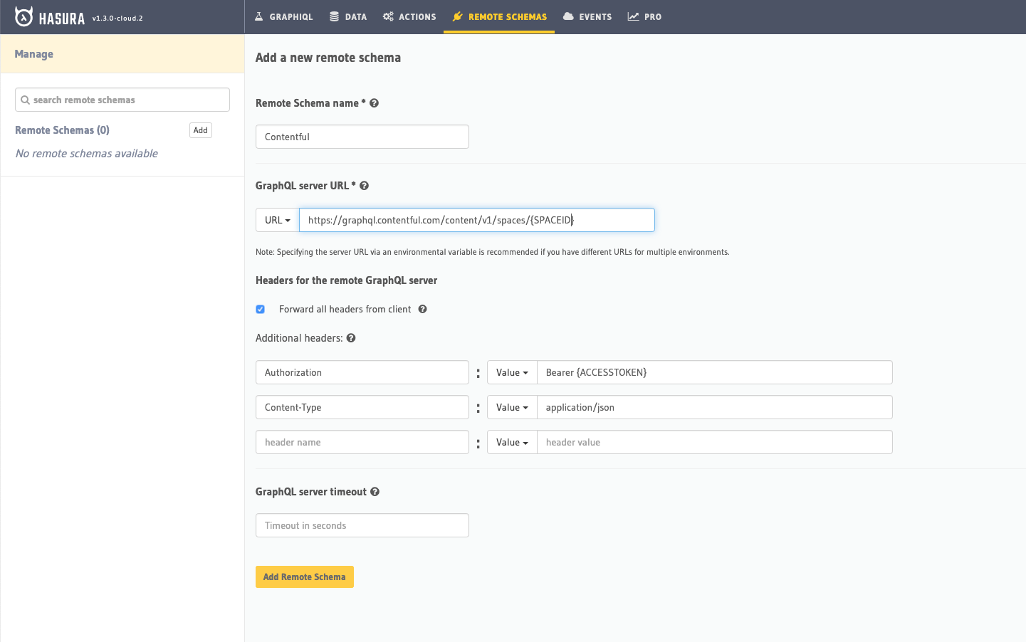 Adding a new remote schema in Hasura