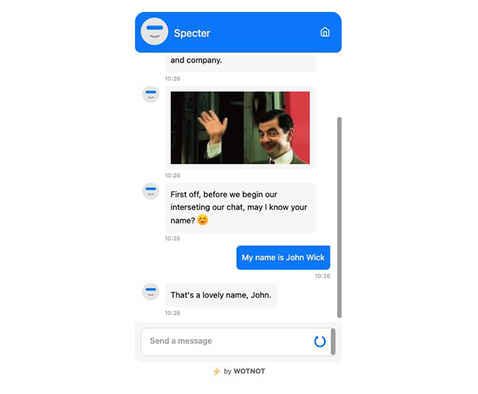 WotNot chatbot interface