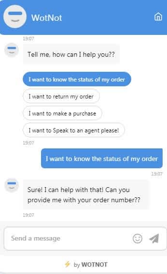 Chatbot Customer Support example - WotNot