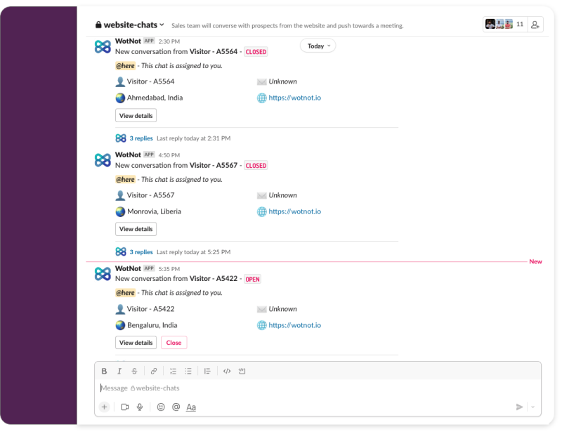 Slack live chat - Ease of use