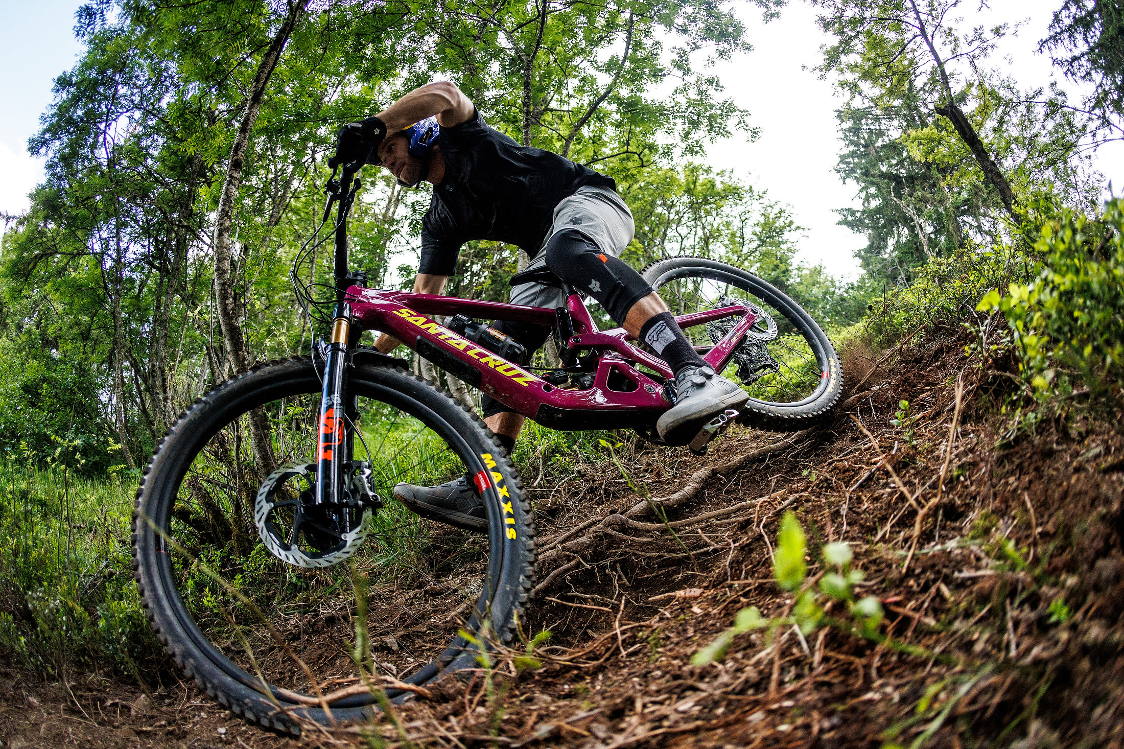 Santa Cruz Bike beim Downhill fahren im Wald