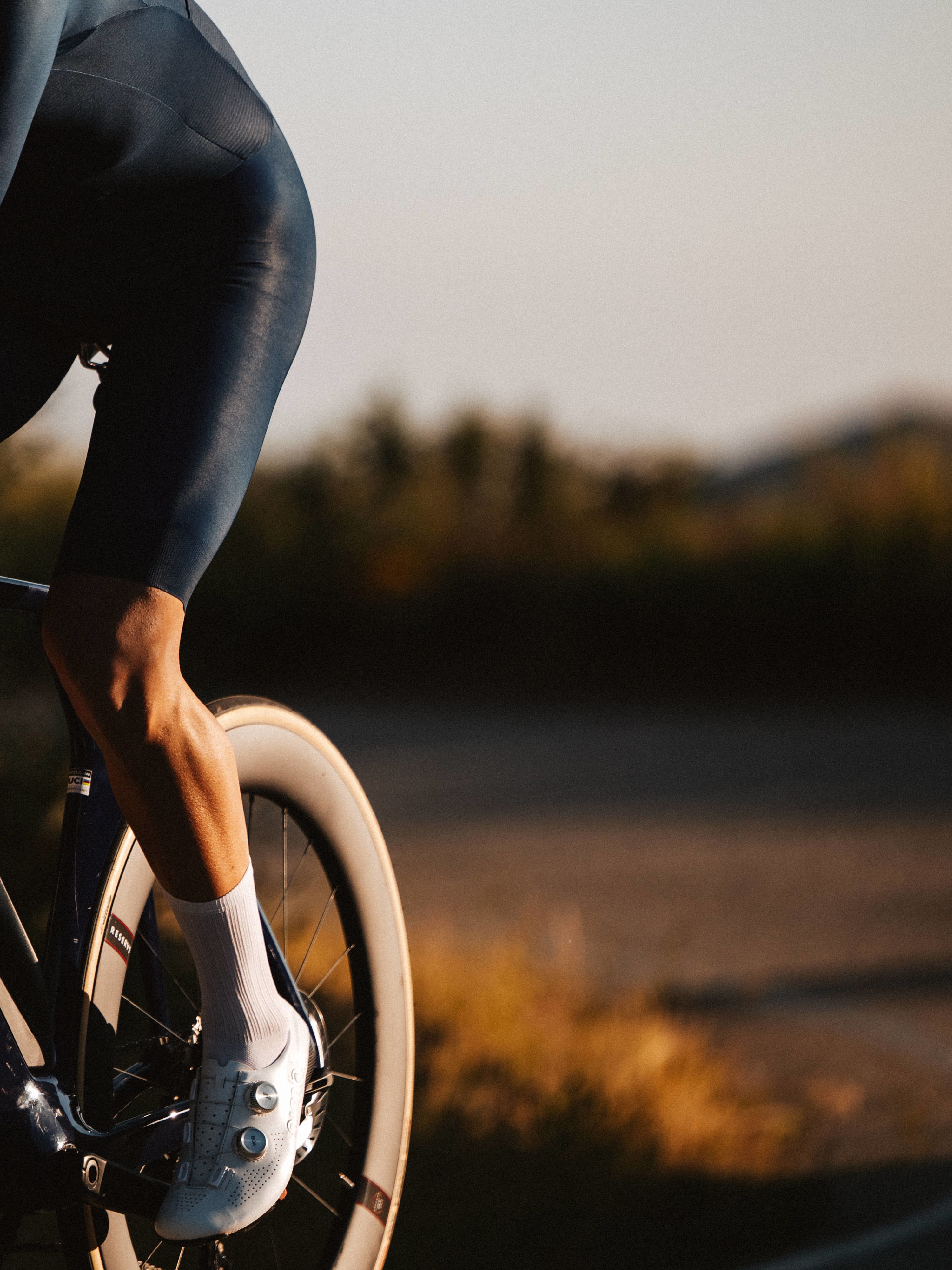 Frau auf Lastenrad und ein Hund, der daneben läuft