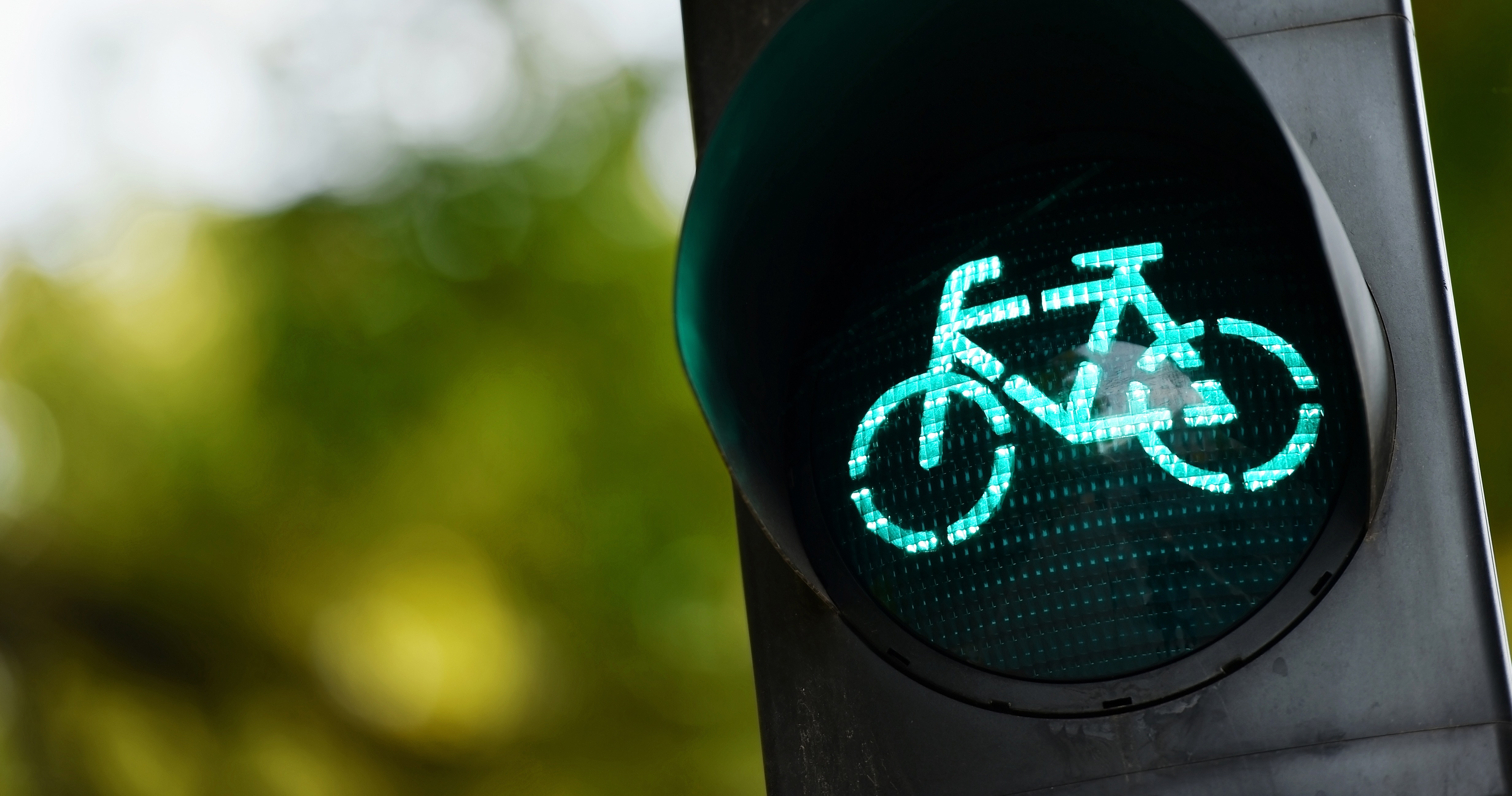 Ampel mit grünem Fahrrad-Symbol