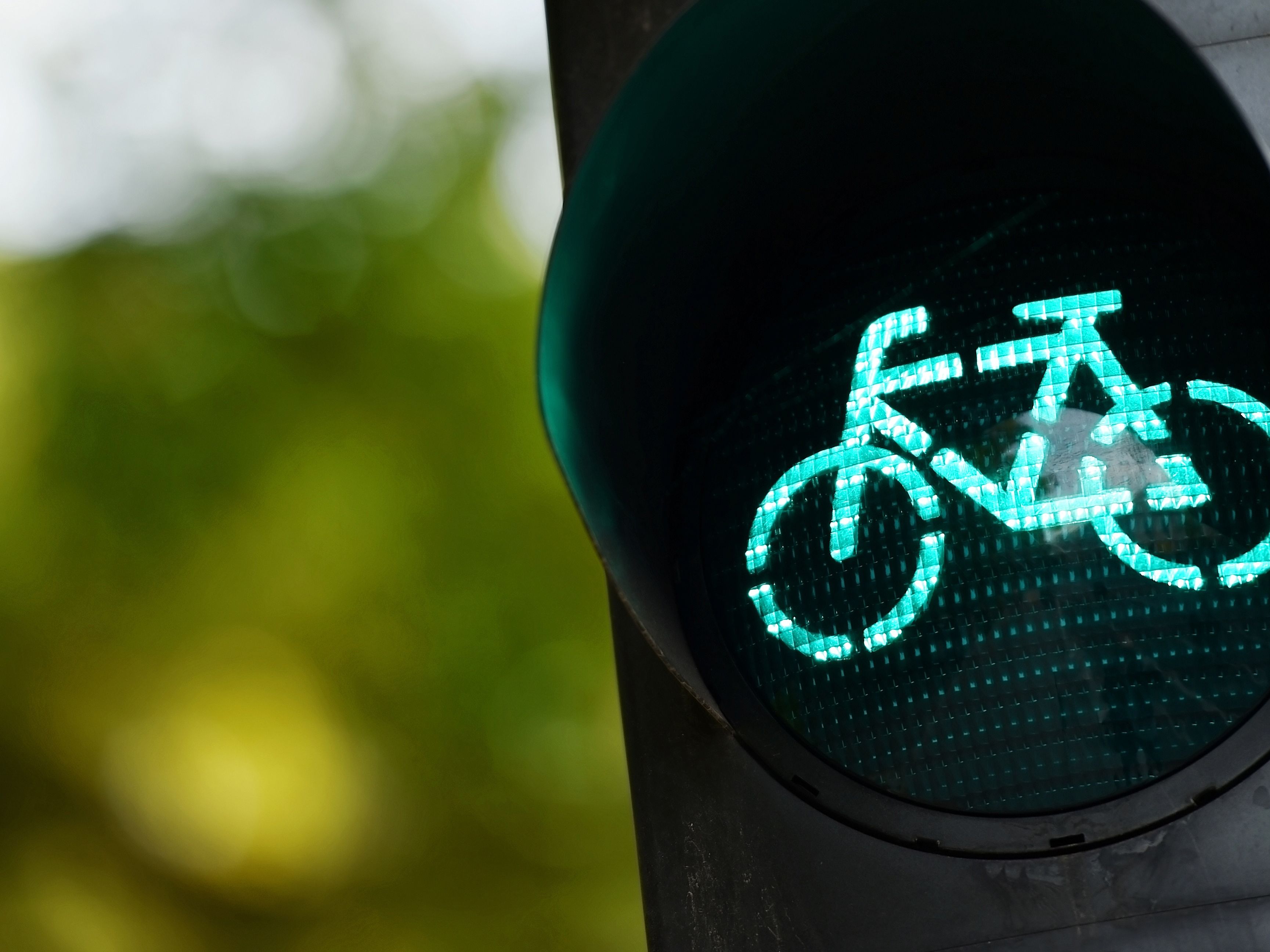 Ampel mit grünem Fahrrad-Symbol