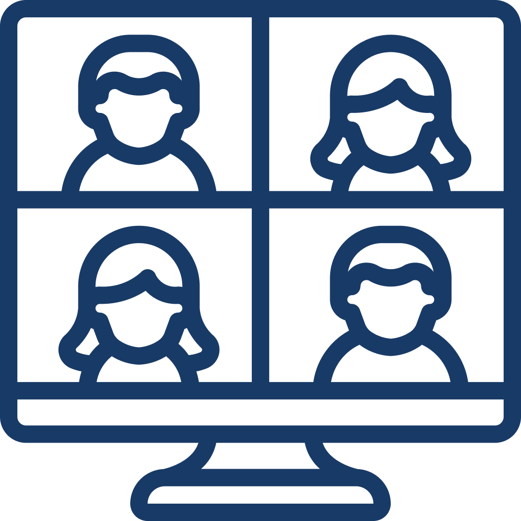 Icon webinar Bildschirm Computer Meeting Konferenz Termin Absprache
