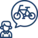 Icon selbststaendige frei-wählbar Fahrrad Sprechblase Kontakt Info Information