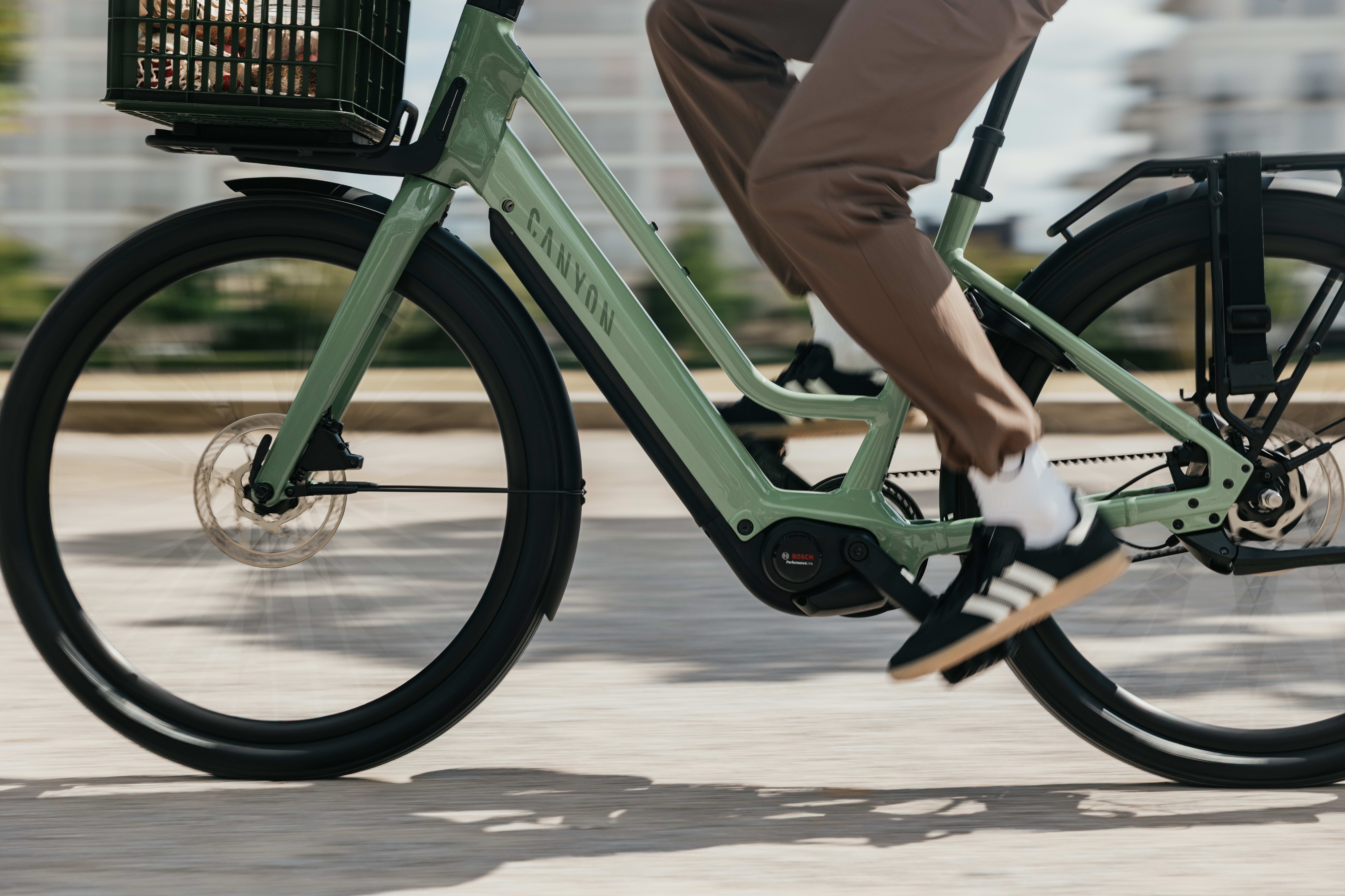 Nahaufnahme eines E-Bikes von Canyon