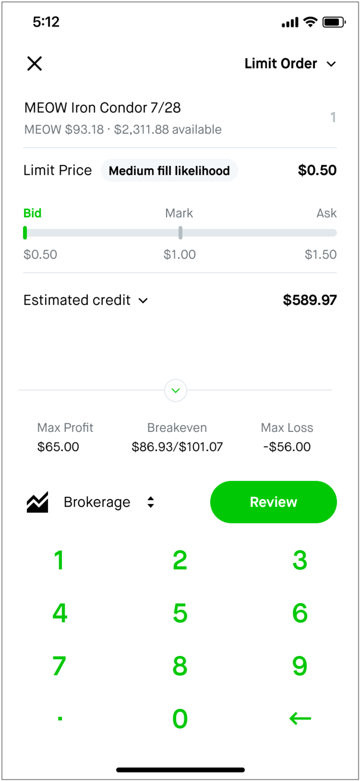 Price bar example