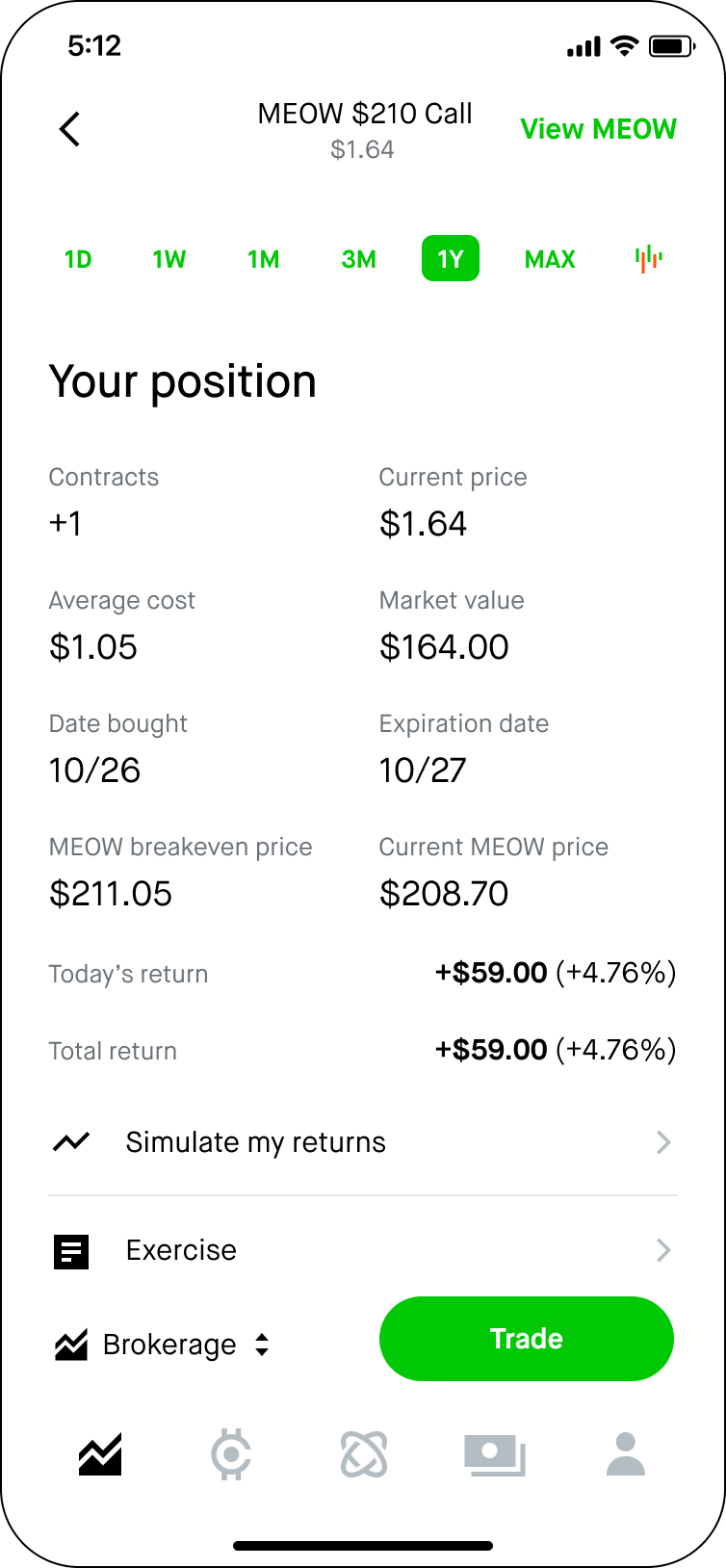 Simulate my returns