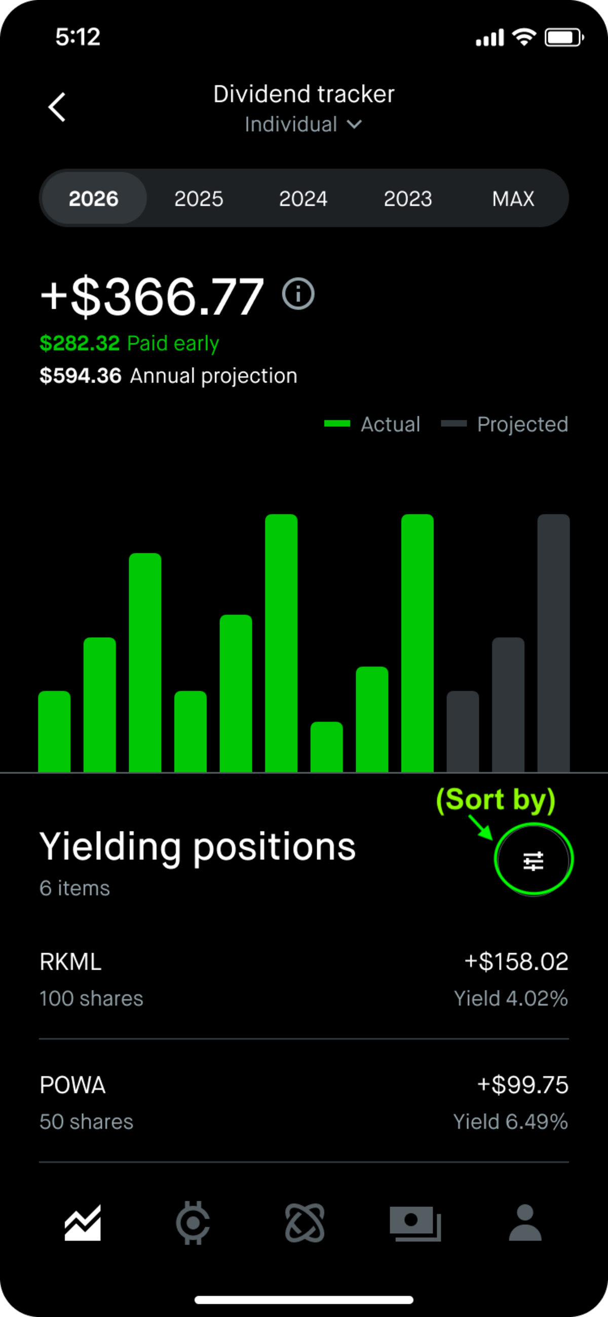 Dividend tracker example