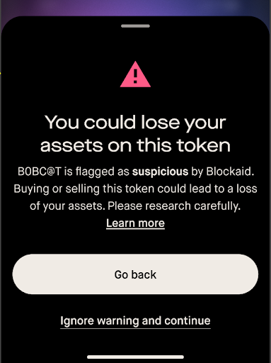 NCW suspicious token warning