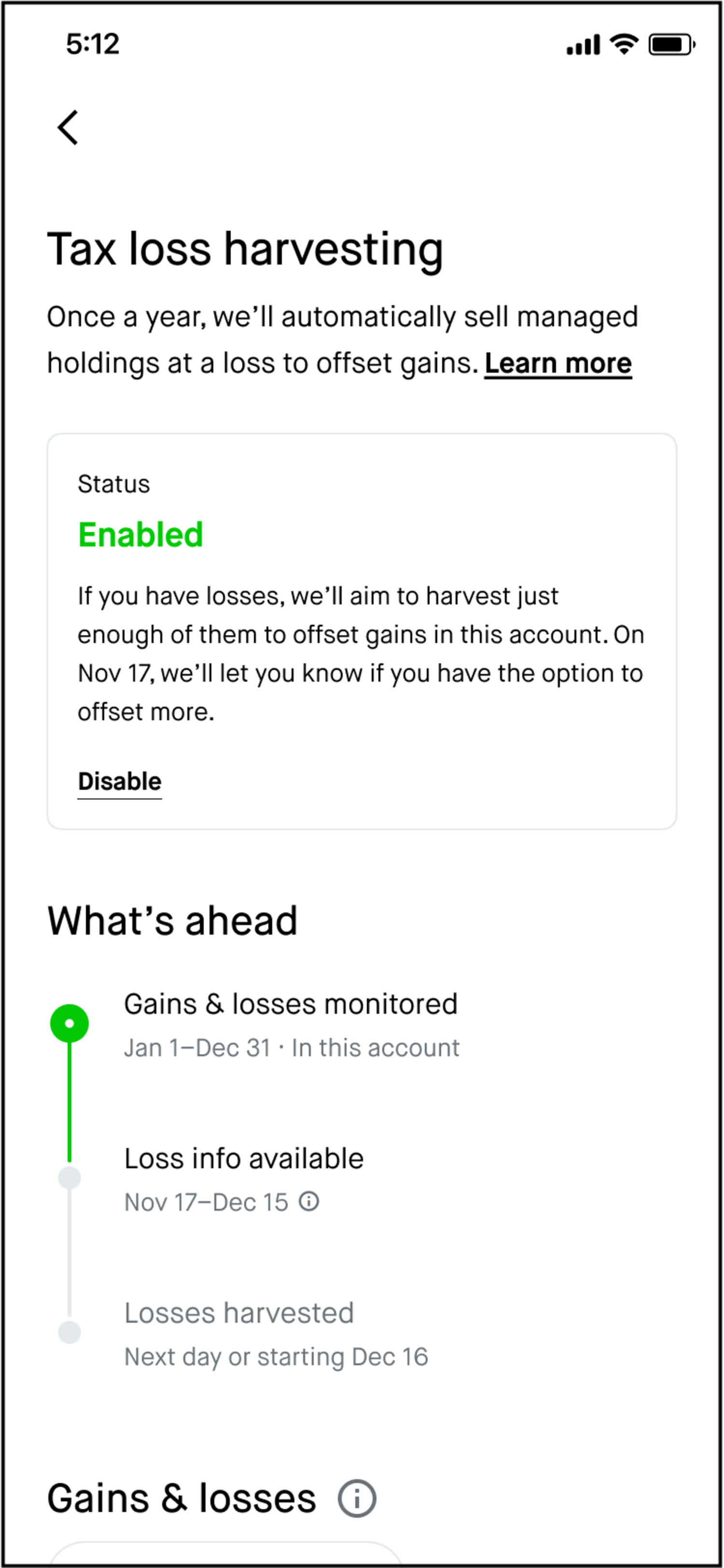 Tax loss harvesting example