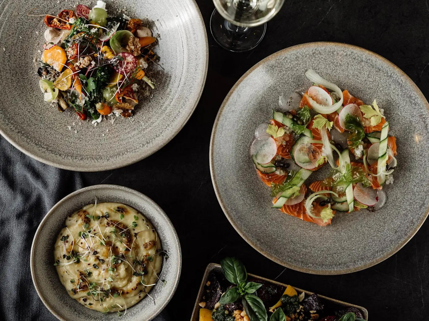 Vegetarian dishes at Bay Restaurant in Freycinet Lodge