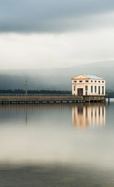 Pumphouse Point on Lake St Clair, Tasmania.