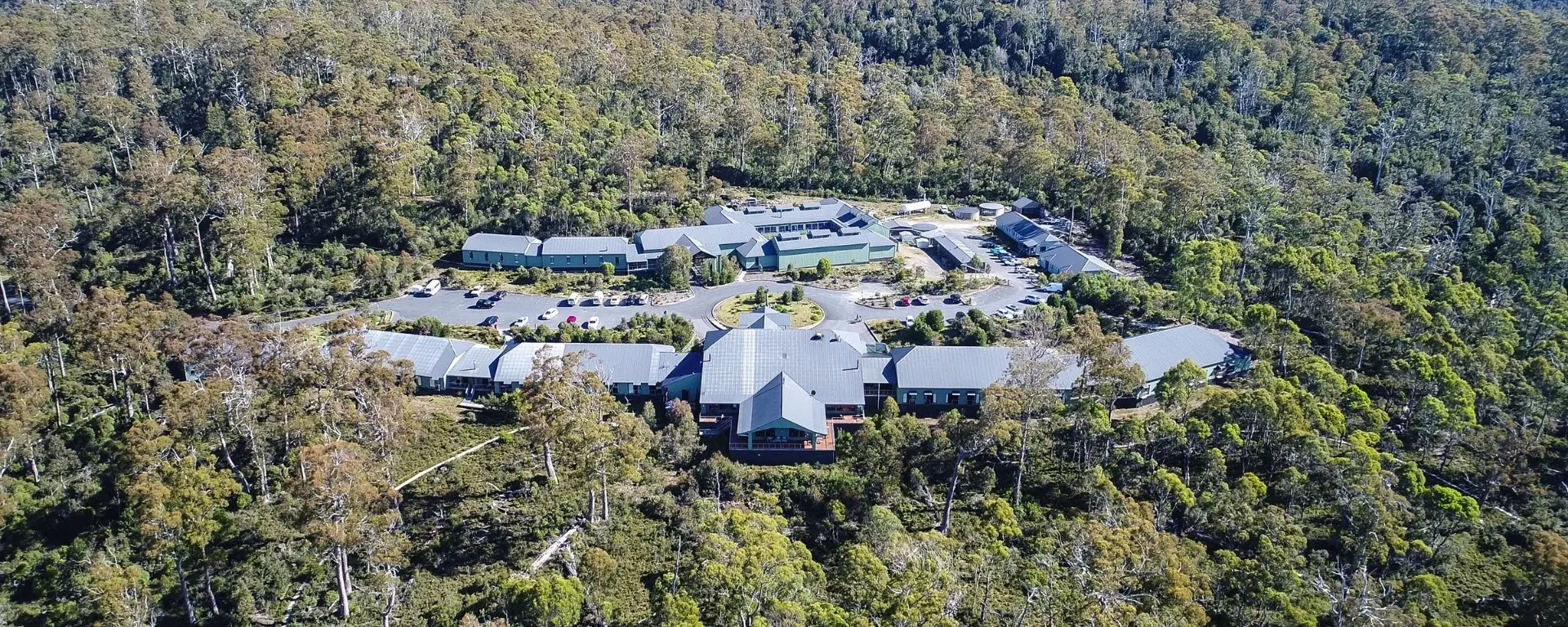 Aerial view of Cradle Mountain Hotel