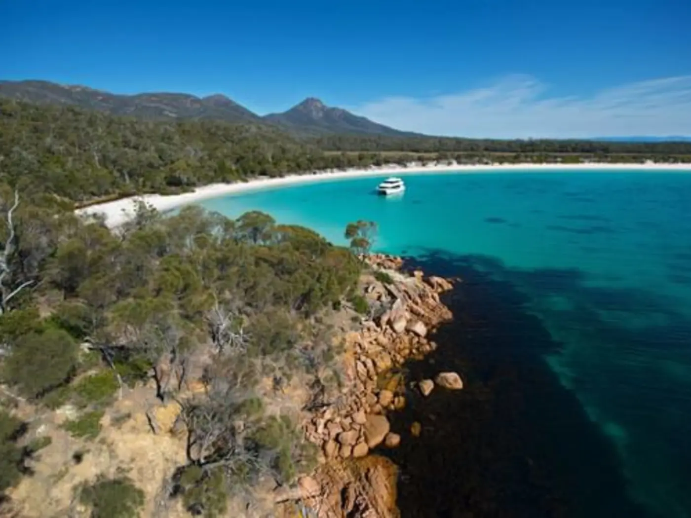 Spectacular Aerial shot of Oceanview near Freycinet Lodge