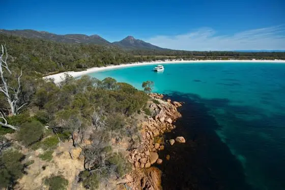 Spectacular Aerial shot of Oceanview near Freycinet Lodge