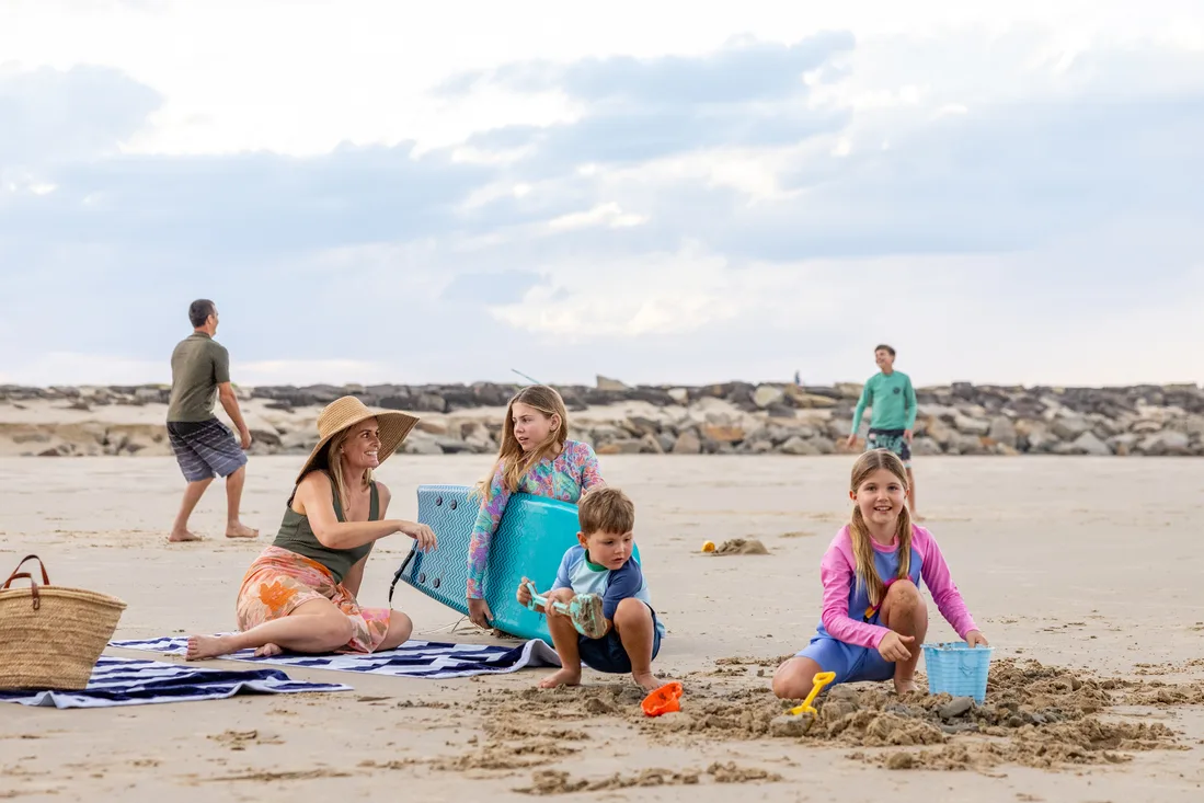 Family at beach, Blue Dolphin Resort, Yamba NSW