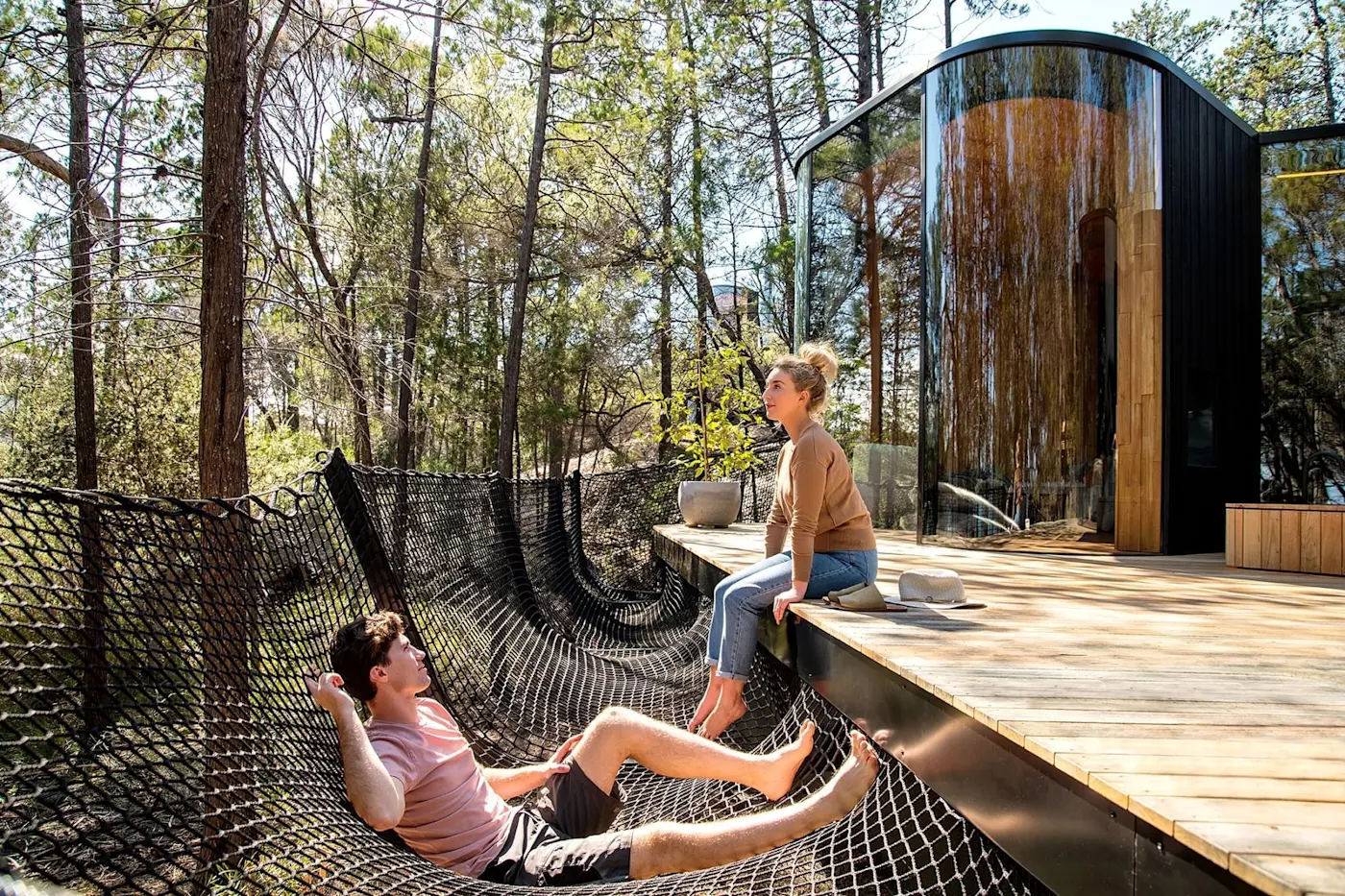 Couple at Coastal Pavilion Forest View in Freycinet Lodge