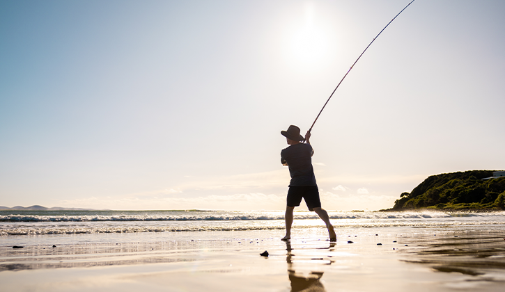 Man fishing at Forster Tuncurry breakwall