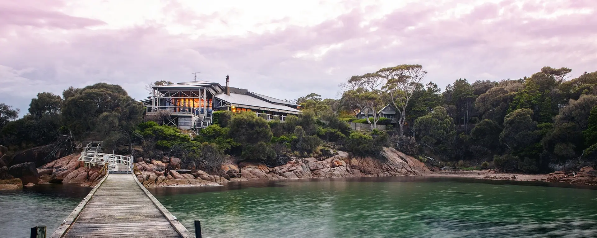 Freycinet Lodge exterior and jetty