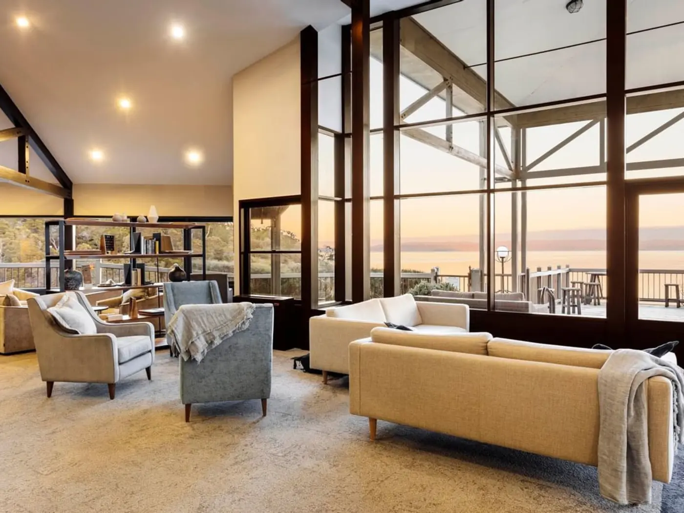 Lobby lounge area at Freycinet Lodge