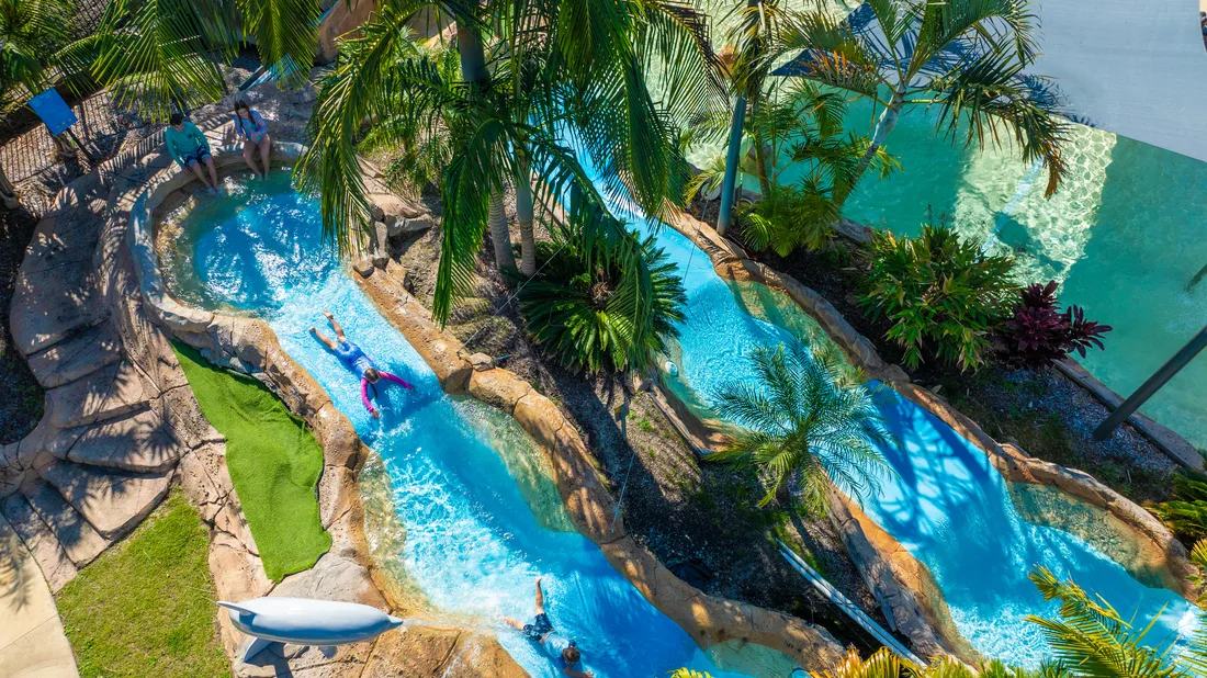 Billabong water slide, Blue Dolphin Resort, Yamba NSW