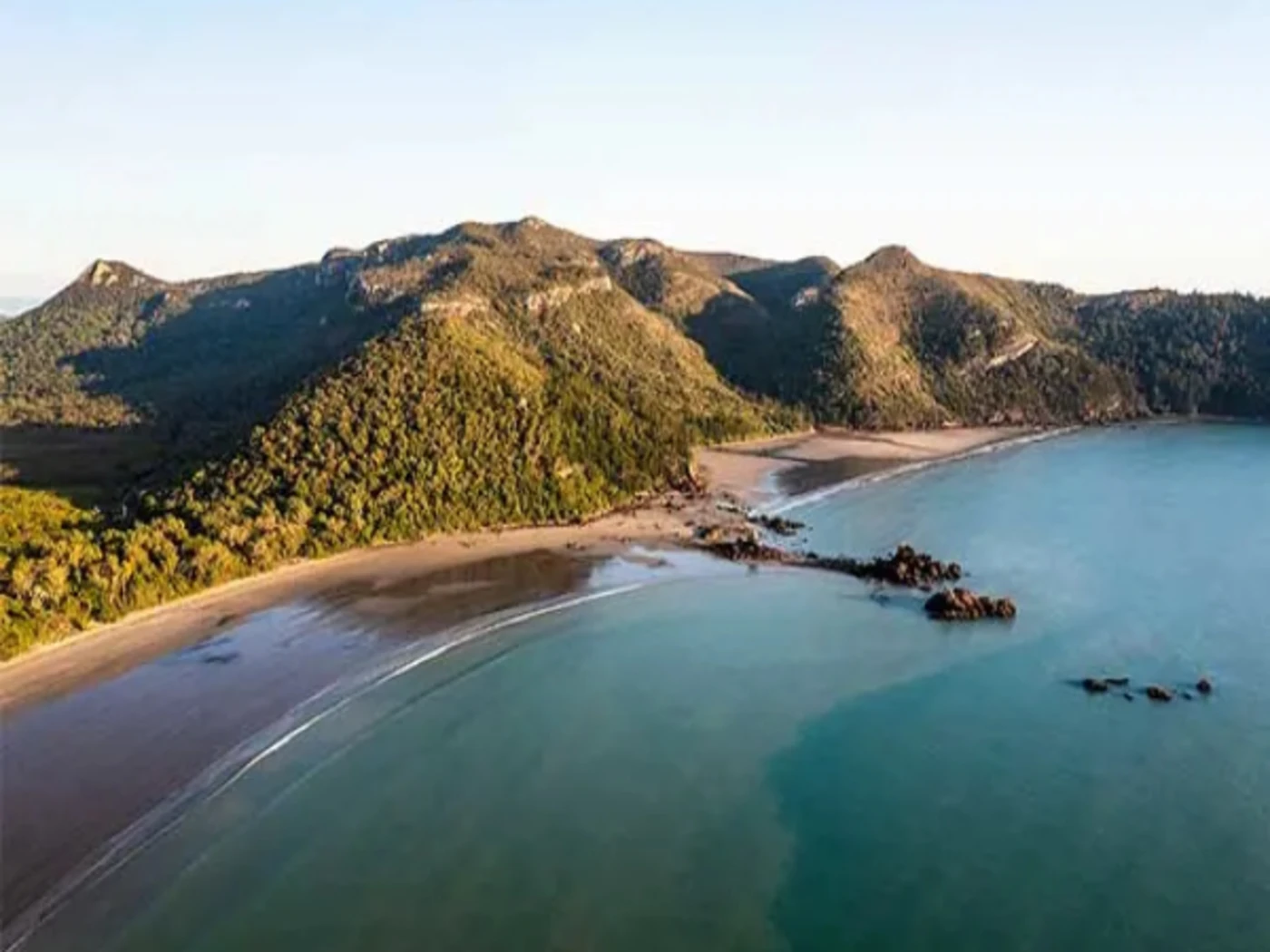 Aerial view of Cape Hillsborouh beach and mountains