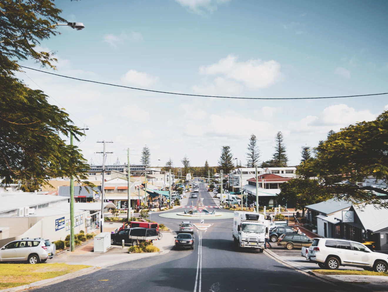 View down Coldstream Street to Yamba's town centre