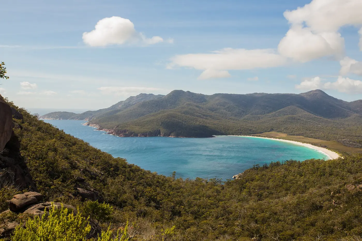 Aerial view of Wineglass Bay, Tasmania 