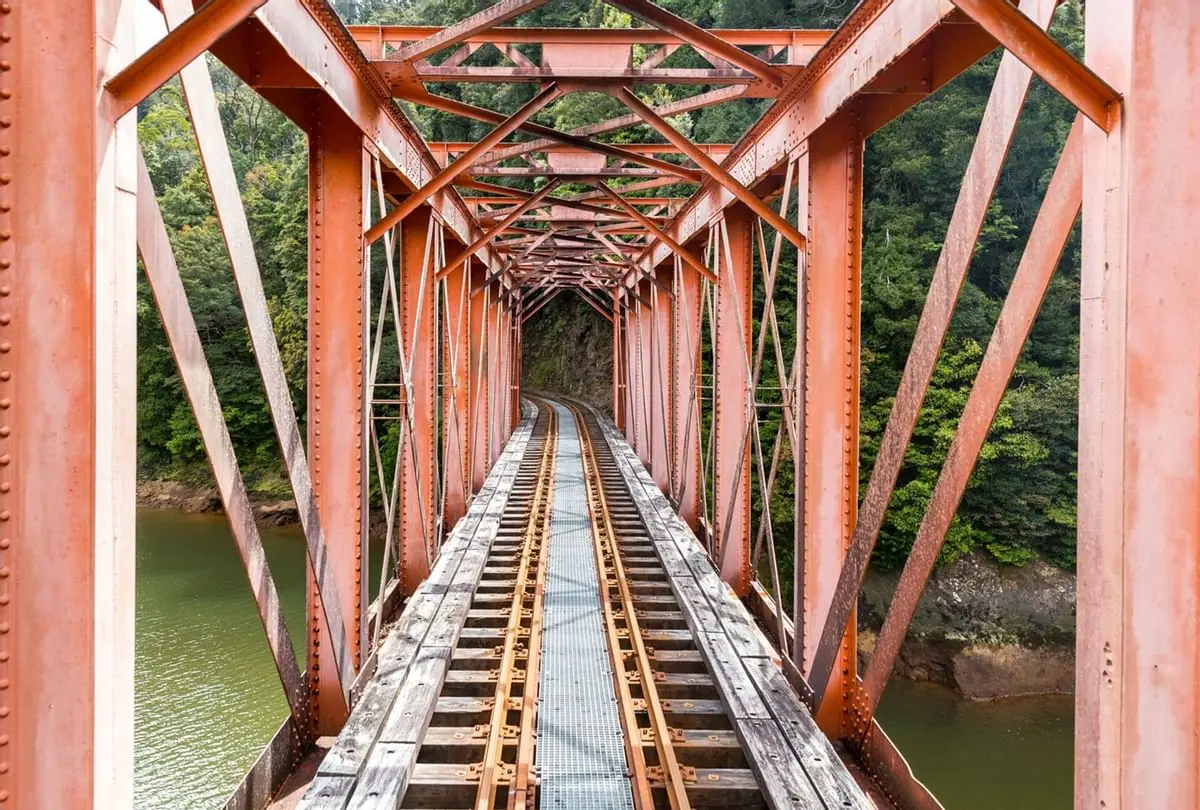 A Rail track across the bridge near Strahan Village