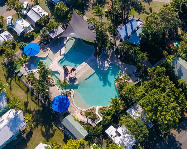 Aerial view of Treasure Island Gold Coast holiday park