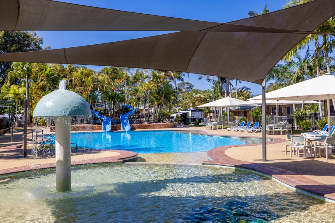 waterslide waterpark, Blue Dolphin Resort, Yamba NSW